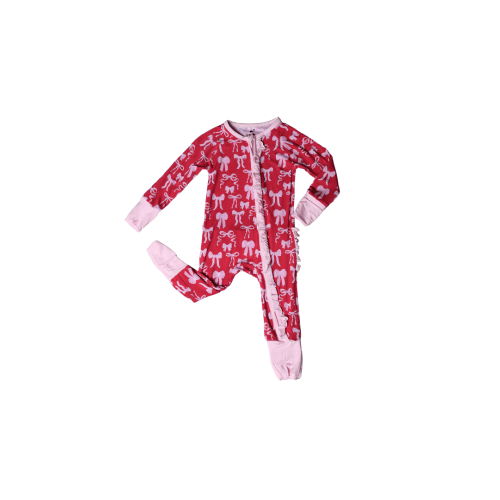 Red Pink Bow Ruffle Zippy