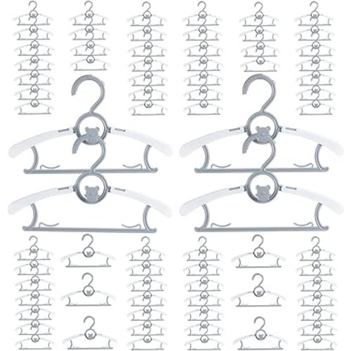 80 Pack Baby Hangers for Closet Plastic Kids Hangers Clothes Space Saving Hangers Non Slip Extendable Baby Hangers for Nursery Toddler Heavy Duty Clothing Hangers Bulk, Grey