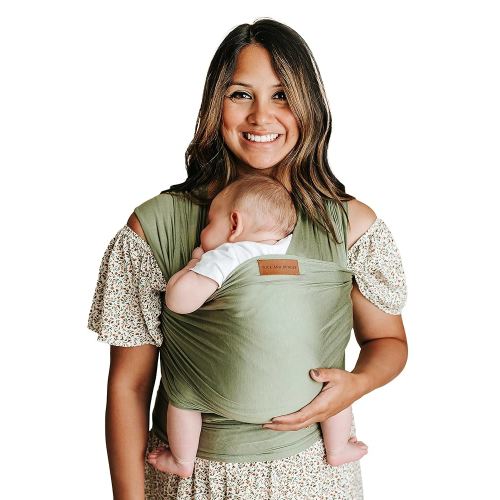 Ezra Baby Wrap - Lightweight Baby Carrier - Olive Green - Best Baby Wrap for Newborns 0-18 Months - 100% Tencel Modal, Comfortable, Simple, and Hands-Free Babywearing Wraps