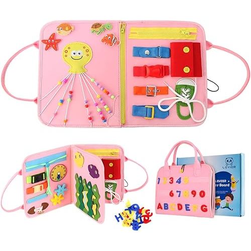 Levier Busy Board,Quiet Book,Soft Activity Books for Babies,Felt Activity Book Soft Sensory Touch and Fell Cloth Book,Preschool Educational Learning Toys Gift for Boys Girls