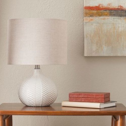Textured Ceramic Accent Lamp Cream - Threshold™: Herringbone Pattern, No Bulb Included, Ul Listed