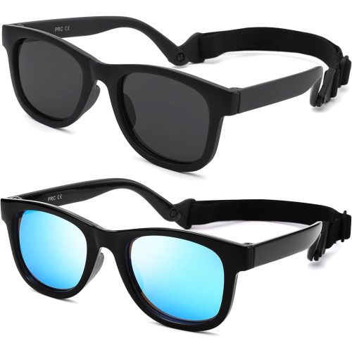 Flexible Polarized Baby Sunglasses with Strap Adjustable for Toddler & Newborn Infant 0-18 Months