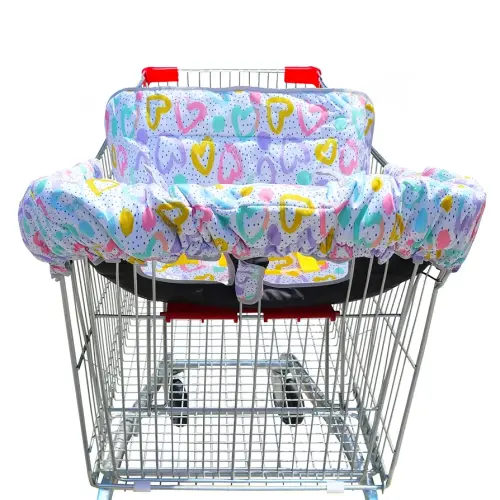 2 in 1 Shopping Cart Cover&High Chair Cover for Restaurant Seat, Grocery Cart Cover for Baby Infant Toddler Girl/Boy Reversible, Machine Washable (Colorful Heart)
