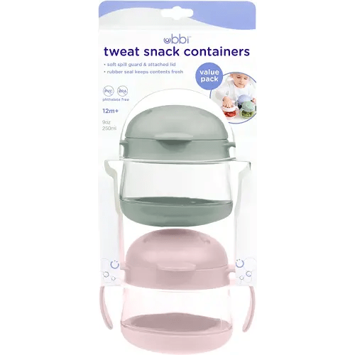 Ubbi Tweat No Spill Snack Container for Kids, BPA-Free Tritan, Toddler Snack Container, Sage & Pink
