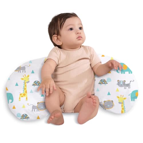 Little Grape Land Nursing Pillow, Upgraded Breast Feeding Pillow for Mom, Breastfeeding Bottle Feeding for 0–16 Months, Machine Washable Cover with Firm Breathable Filling for Tummy Time, Animals