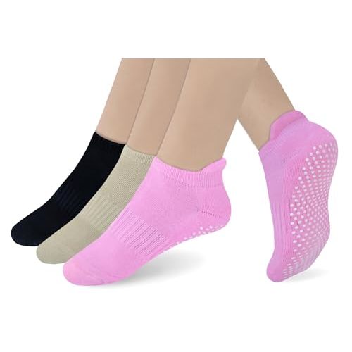 RATIVE Anti Slip Non Skid Barre Yoga Hospital Pilates Socks with Grips for Women Men