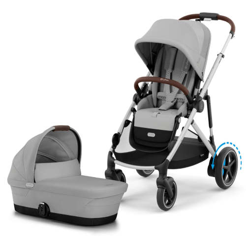 Cybex eGazelle S Electronic Assist Stroller + Gazelle S 2 Cot Bundle - Silver Frame / Stone Grey