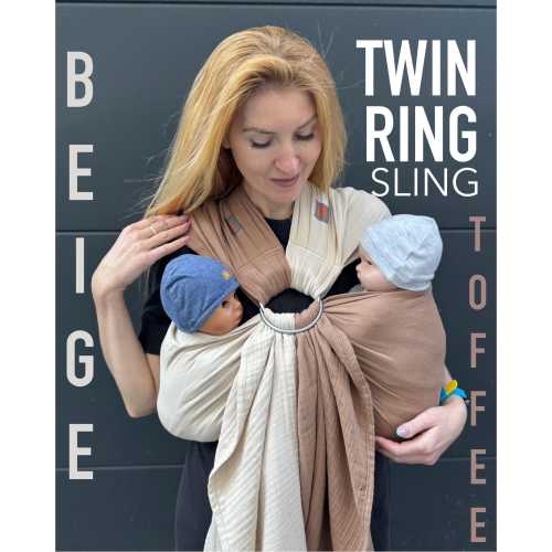 Twin Ring Sling, Twins baby carrier, Twins sling for newborn, 100% Organic Cotton, Muslin ring sling