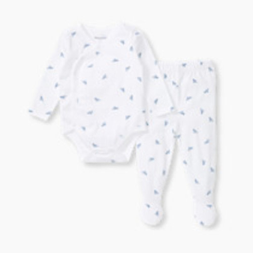 Burt's Bees Baby Organic Cotton Micro Golden Bee Bodysuit Set - Blue Bee, 0-3 M