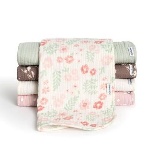 Gerber Baby Girls' Muslin Burp Cloths, 5-pack, Floral