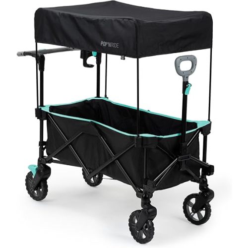 Summer by Ingenuity Pop 'N Ride Lightweight Stroller Wagon - Face-to-Face Seats for 2 with 3-Point Harnesses & Sun Canopy