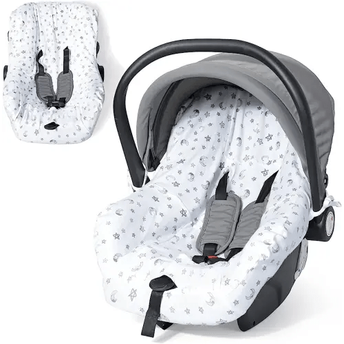 Orzbow Infant Car Seat Cover Liner, Universal Fit Carseat Protective Cover, Made of 100% Cotton - Breathable Prevent Wear & Dirt Suitable Travel Systems (0-12m), Easy to Clean, Machine Washable, White