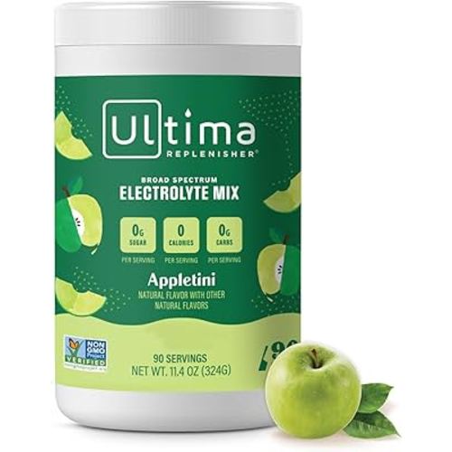 Ultima Replenisher Mocktini Electrolyte Powder Drink Mix – Sugar Free – Appletini, 90 Servings – Hydration Powder with 6 Key Electrolytes and Trace Minerals – Keto Friendly, Non-GMO