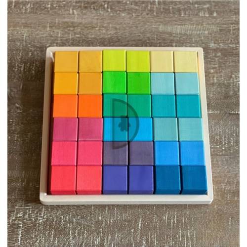 36 Pcs Mosaic Wooden Cubes STAINED Building Blocks Rainbow Pastel Montessori Toy Waldorf Toy - Etsy
