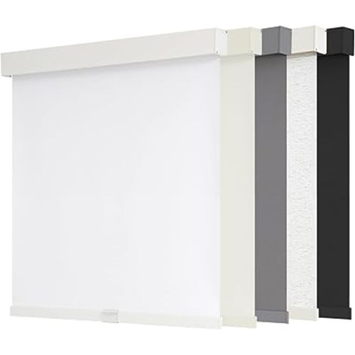 AOSKY Blackout Roller Shades Cordless Blinds for Windows, Free-Stop Shades with Valance, Thermal Insulated Fabric, UV Protection, Natural Woven Blinds for Home and Office (35" W x 72" H, White)
