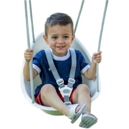 Swurfer Coconut Toddler Swing – Comfy Baby Swing Outdoor, 3- Point Adjustable Safety Harness, Secure, Safe Quick Click Locking System, Blister-Free Rope, Easy Installation, Ages 6-36 Months