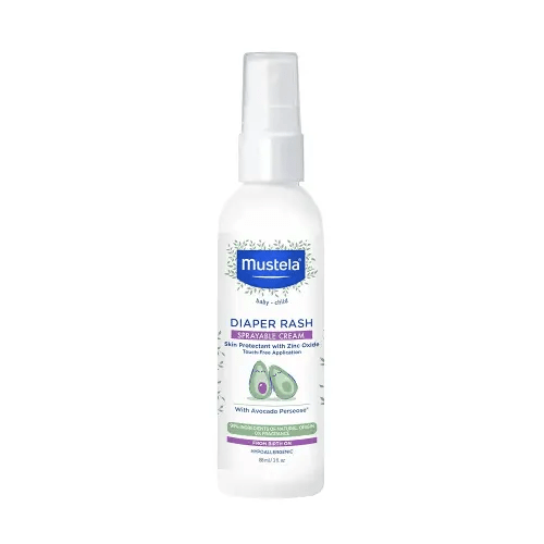 Mustela Baby Diaper Rash Cream Spray – Touch-Free protectant with Zinc Oxide & Natural Avocado - Treats, Soothes and Prevents Diaper Rash- Fragrance-Free - 3 fl. oz