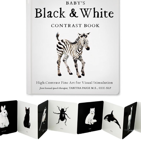 Baby's Black and White Contrast Book: High-Contrast Art for Visual Stimulation at Tummy Time (Tabitha Paige Children's Book Series)