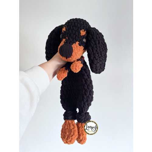 Crochet Black and Tan Coonhound Puppy Dog Lovey Snuggler