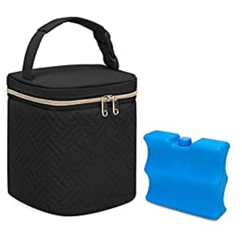 Amazon.com : Fasrom Breastmilk Cooler Bag with Ice Pack Fits 4 Large Baby Bottles up to 9 Ounce, Insulated Baby Bottle Bag for Nursing Moms Daycare or Travel, Easily Attaches to Stroller, Black (Patent Design) : Baby