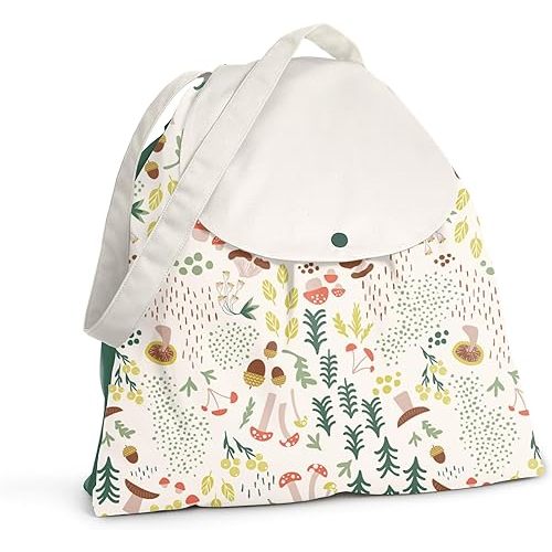 Esembly Wet Day Bag, Wet Dry Bag for Cloth Diapers - Waterproof, Reusable and Washable - Multipurpose Diaper, Pool, Beach, Gym and Travel Bag with Two Compartments - One Size, Fantastic Fungi