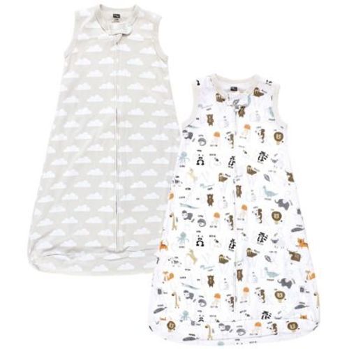 Hudson Baby Interlock Cotton Sleeveless Sleeping Bag, Alphabet Animals, 0-3 Months