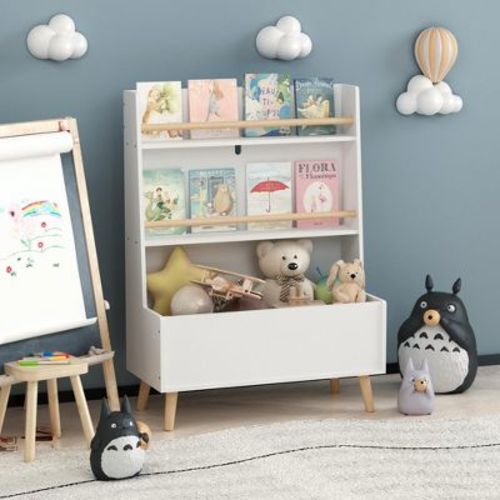 36.61"h 2 Tier Kids Bookshelf And Storage Cabinet, Book And Magazine Rack, Toy Storage Organizer, White, 4l-modernluxe