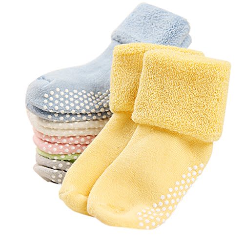 VWU Baby Toddler Kids Ankle Crew Socks with Grips Unisex Warm Thick Cotton Winter Socks 0-10T 6/8 Pack