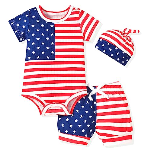 HINTINA Preemie Newborn Infant Baby Boys Outfits Dinosaur Bodysuit Romper Short Pants Hats 3Pcs Summer Clothes Set