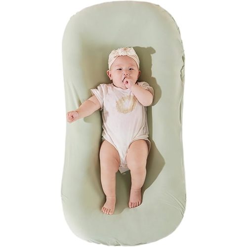 Baby Lounger Pillow for Newborn Babies 0-12 Mes, Infants Lounger Nest Sleeping for Baby in Bed, Soft Breathable Skin-Friendly Newborn Lounger Pillow for Boys & Girls (Green)