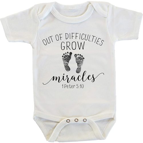 Witty and Bitty Out of Difficulties Grow Miracles Rainbow Baby After Miscarriage Onesie/Bodysuit