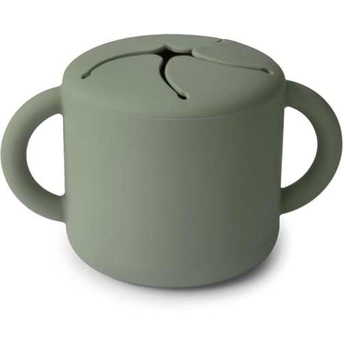 mushie Silicone Snack Cup | Spill Proof Food Container (Dried Thyme)