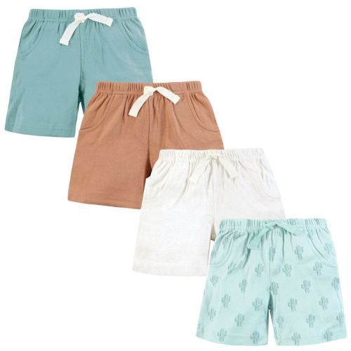 Hudson Baby Infant Boys Shorts Bottoms 4-Pack, Desert Cactus, 3-6 Months