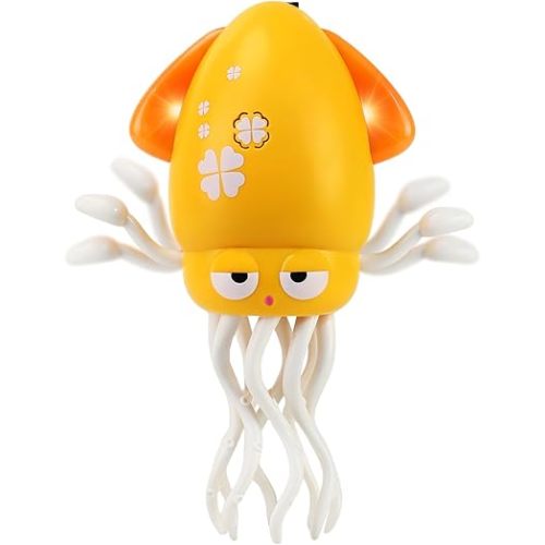 USB Rechargeable Dancing Octopus Baby Toy - Electric Crawling & Tummy Time Toy, Magical Musical Squid, Birthday for Kids Ages 1 2 3 4 5 6, Boys & Girls (Yellow)