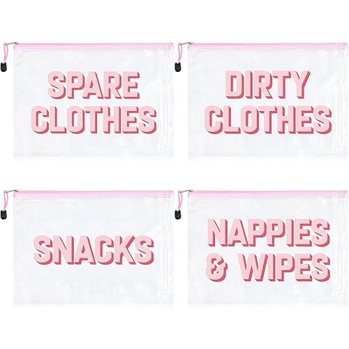 4Pcs Diaper Bag Organizing Pouches Hospital Diaper Bag Organizing Clear Waterproof TPU Kids Toiletry Storage Set Makeup Travel Packing Clutch Cube Bags for Baby Nursing