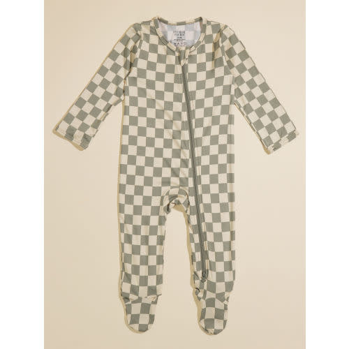 Bryson Sage Checkered Footie | Tullabee