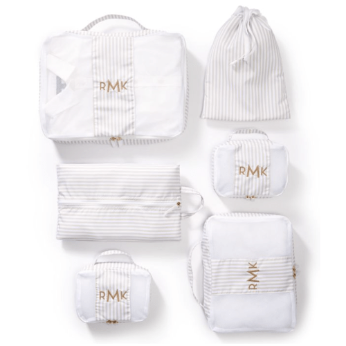 Mark and Graham: 6-Piece Packing Cube Set : Flax-White Stripe
