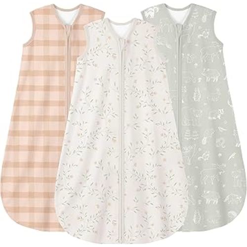 Yoofoss Baby Sleep Sack 0-6 Months Wearable Blanket for Babies 100% Organic Cotton 2-Way Zipper TOG 0.5 Toddler Sleeping Sack 3 Pack, Comfy Lightweight Sleep Sacks