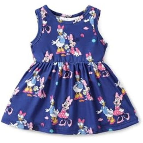 Disney Princess Frozen Elsa Minnie Mouse Girls Dress Sleeveless Casual Summer Outfit School Holiday Clothes Baby-Toddler