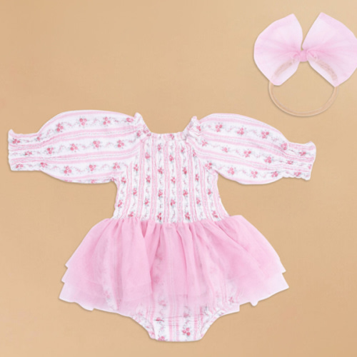 Emory Floral Tutu Bubble with Bow