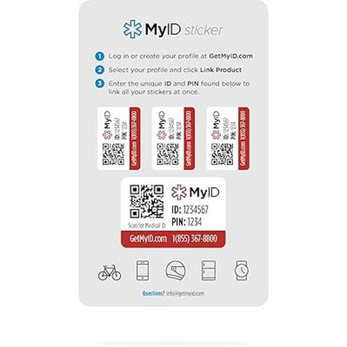 ENDEVR MyID Medical ID Sticker Kit, Store All of Your Medical Information for Emergencies, 4 Stickers