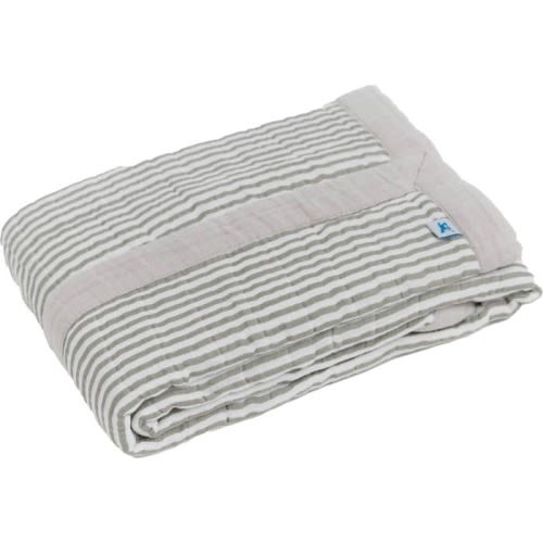 little unicorn Cotton Muslin Baby Quilt, Grey Stripe