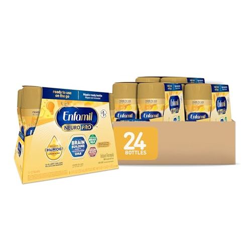 Enfamil NeuroPro Baby Formula, MFGM* 5-Year Benefit, Expert-Recommended Brain-Building Omega-3 DHA, Exclusive Immune Supporting HuMO6 Blend, Ready-to-Feed Infant Formula, Liquid, 8 Fl Oz, 24 Bottles