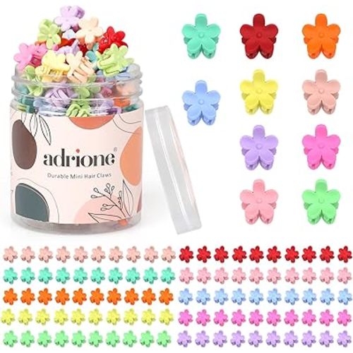 Mini Hair Clips Pack of 100 - Colorful Tiny Flower Hair Clips for Baby Toddler Girls Women, Strong Grip for Fine Hair Bangs