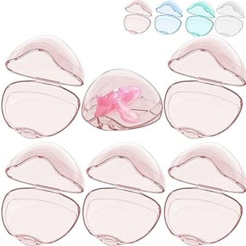 Smlpuame Pacifier Case,6 Pack BPA Free Pacifier Holder Case,Transparent Container Box for Baby Binky(Not Included),Essential Pacifier Accessories,Alway Keep Paci Clean,Easy to Clean(Pink)
