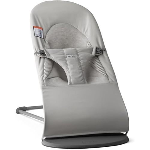 BabyBjörn Bouncer Balance Soft, Light Gray, Woven/Jersey, Tri-Fabric | 2-in-1 Adjustable Baby Bouncer Seat and Toddler Chair, Newborn to Toddler (8-29 lbs), 4 Positions, Lightweight & Portable