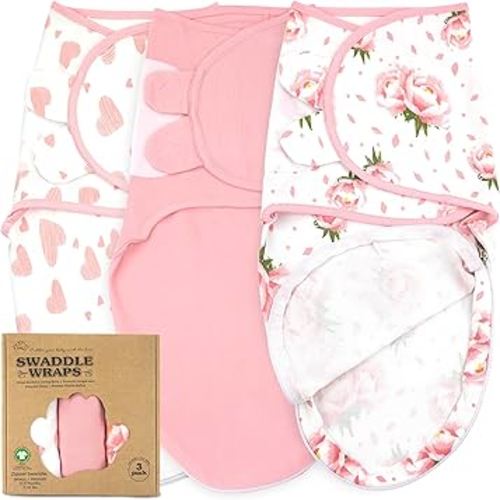Bublo Baby Organic Swaddles for Newborns – Zipper Swaddles 0-3 Months, 3-Pack – Infant Sleep Sack – Adjustable & Breathable Swaddle Blanket Wrap for Newborn Girls