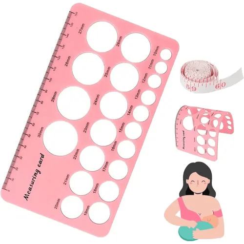 Nipple Ruler for Flange Sizing, Nipple Measurement Tool for Flanges, Silicone and Soft Nipple Flange Measure Tool, Breast Pump Nipple Size Ruler for New Mothers
