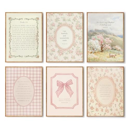 Amazon.com: ZARTMYY Christian Nursery Wall Art Bible Verse Wall Decor Prints Jesus Religious Posters Pink Flower Bow Bible Verse Canvas Painting Kids Vintage Christian Boho Prints for Girls Bedroom 6Pcs Unframed : Home & Kitchen