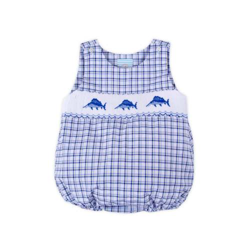 Sailfish Smocked Royal Blue Plaid Sun Bubble